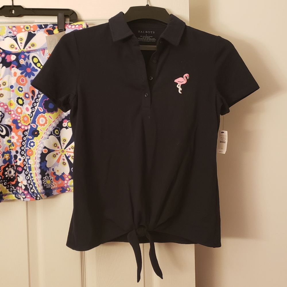 Navy polo shirt by Talbots. NWT